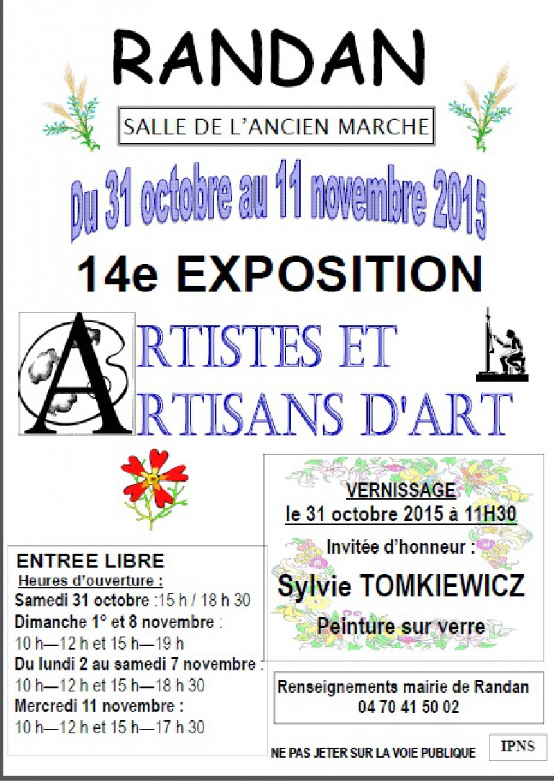  14ème Exposition Artistes et artisans d'art à Randan
